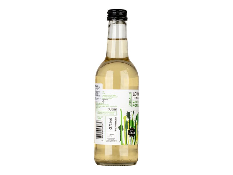 Loving Foods Matcha-menta ízesítésű bio kombucha természetesen szénsavas zöldtea ital 330ml