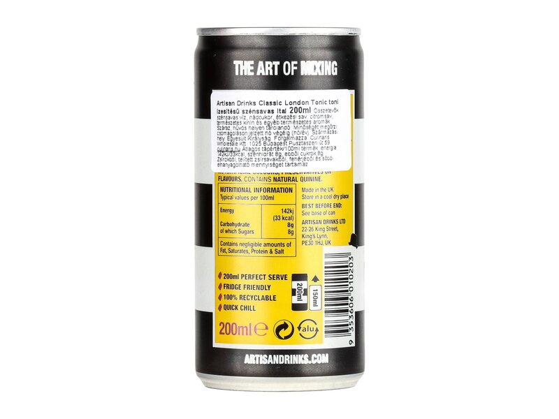 Artisan Drinks Classic London Tonic 200ml Can