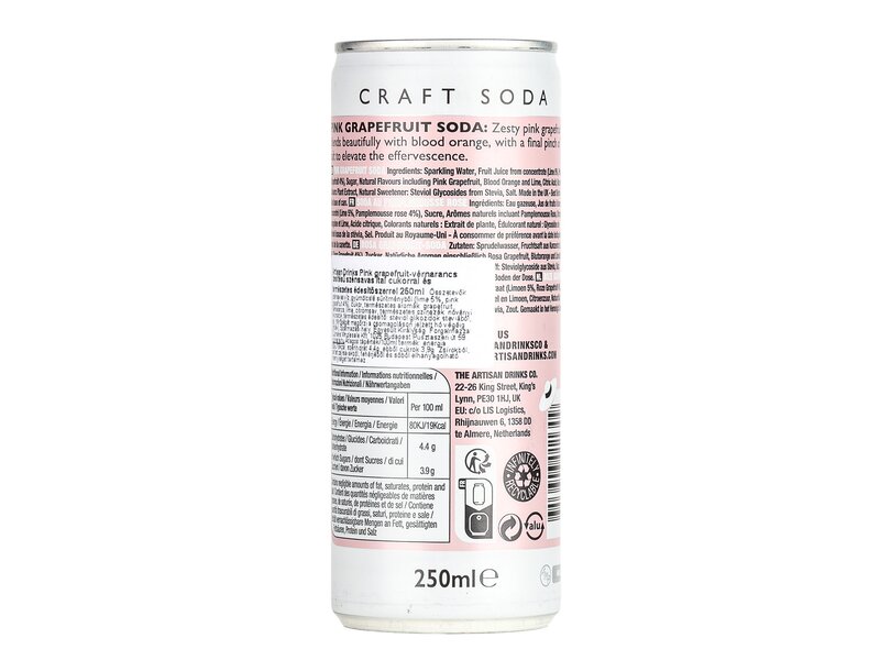 Artisan Drinks ASD Pink Grapefruit Soda 250ml