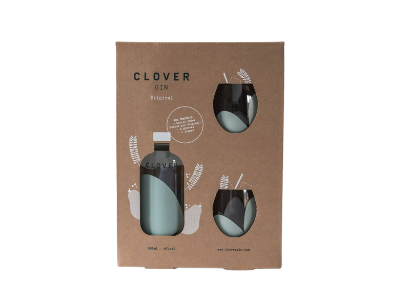Giftbox Clover Classic, Clover Gin 0,5 40% + 2 glasses 1 jigger