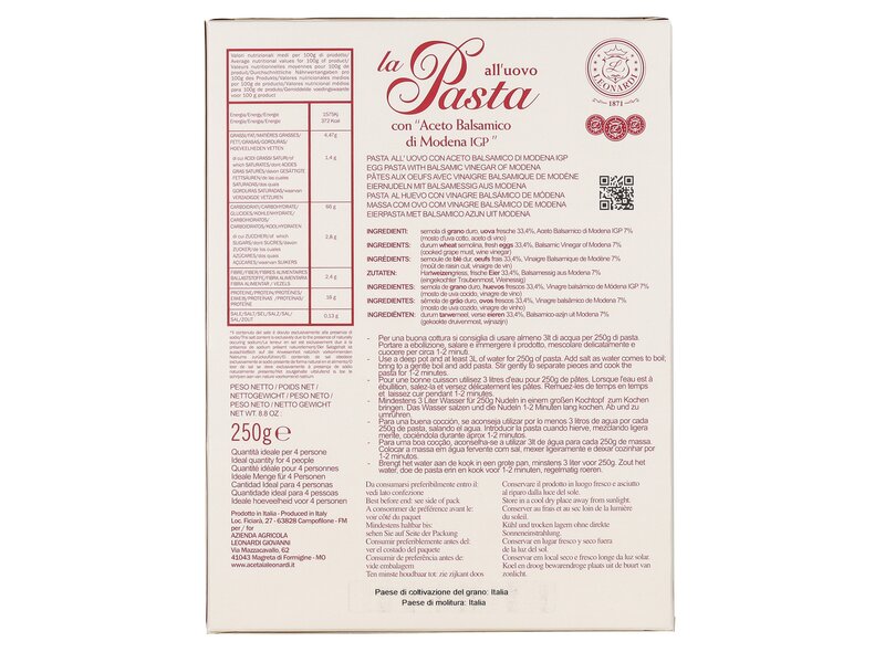 Leonardi Fettuccine all'uovo con Aceto Balsamico 250g
